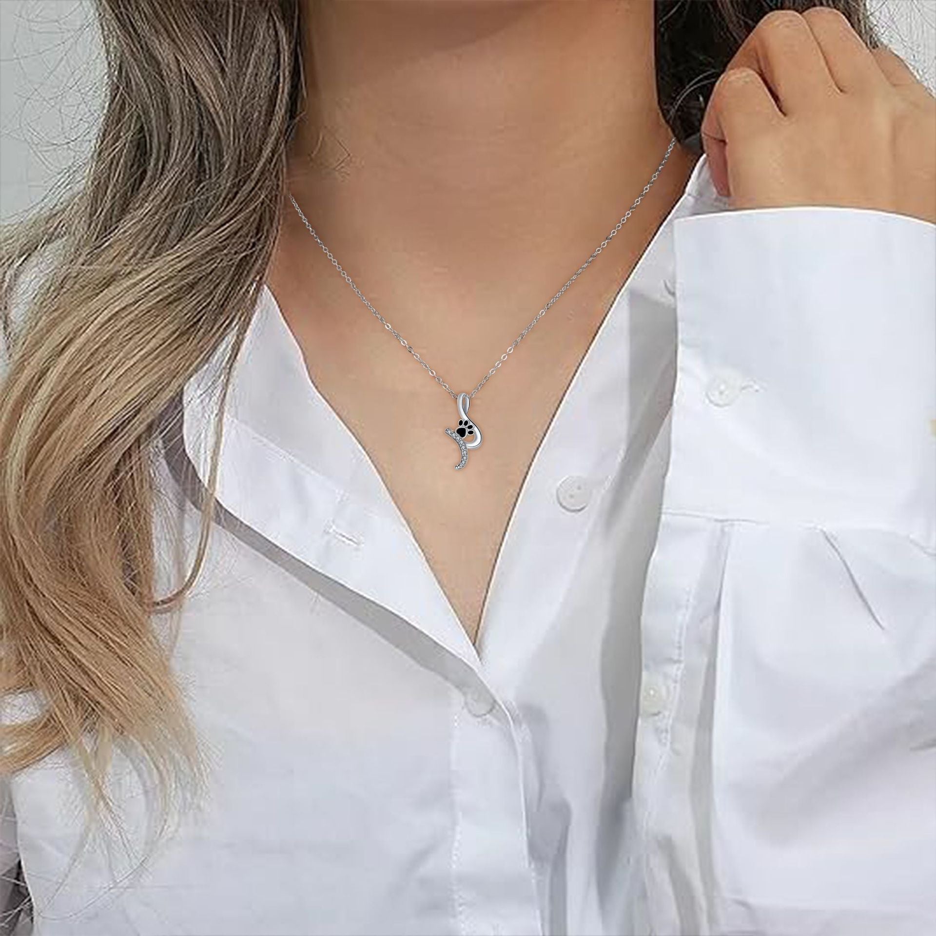 Söt Tassavtryck Hänge Halsband