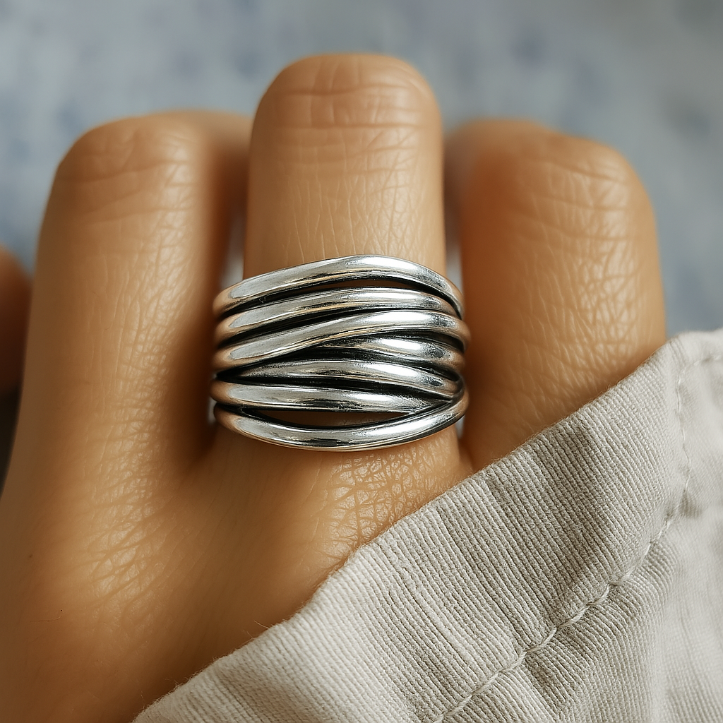 Justerbar ring i 925 sterlingsilver i flera lager