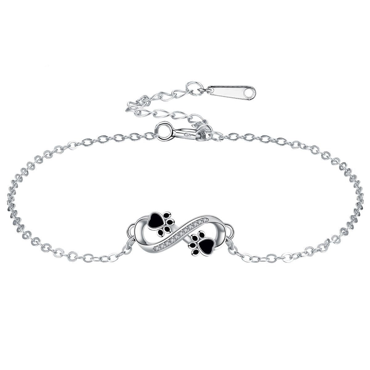 Oändlig Symbol Hänge Husdjurs Tass Armband med Zirkonia