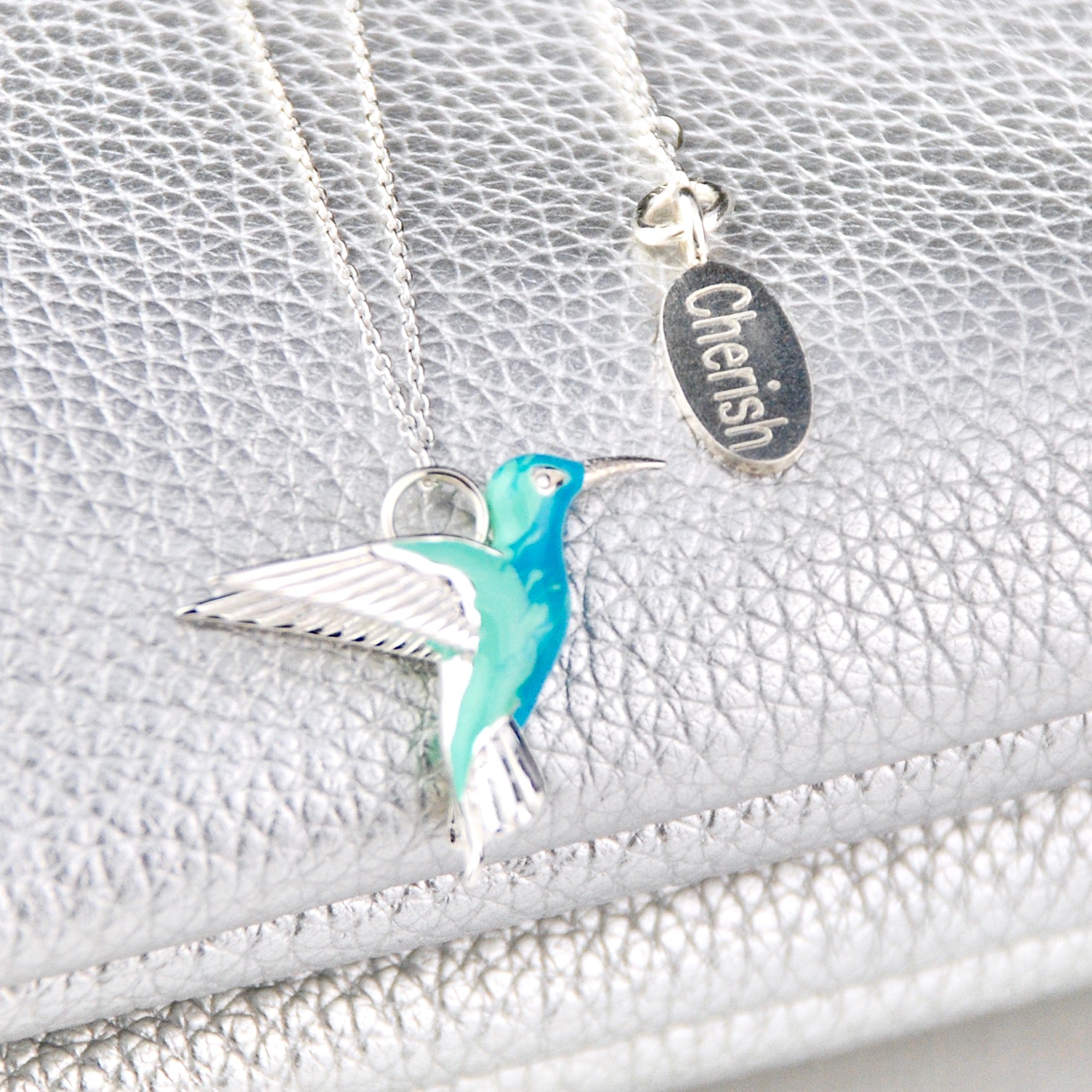 Sterling Silver Emaljhummingbirdhalsband