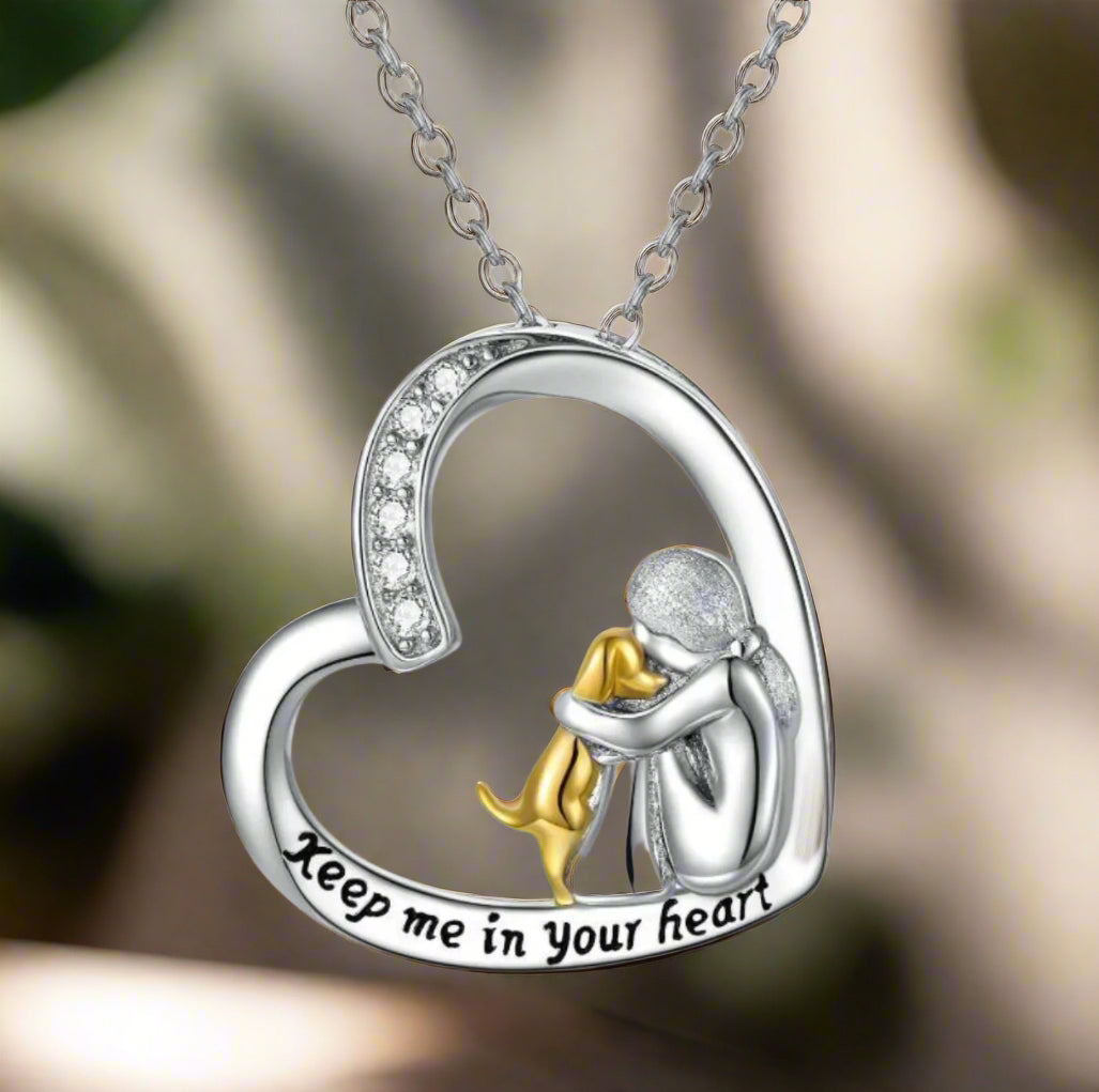 925 Sterling Silver Halsband – Hjärta & Hunddesign med Zirkonia