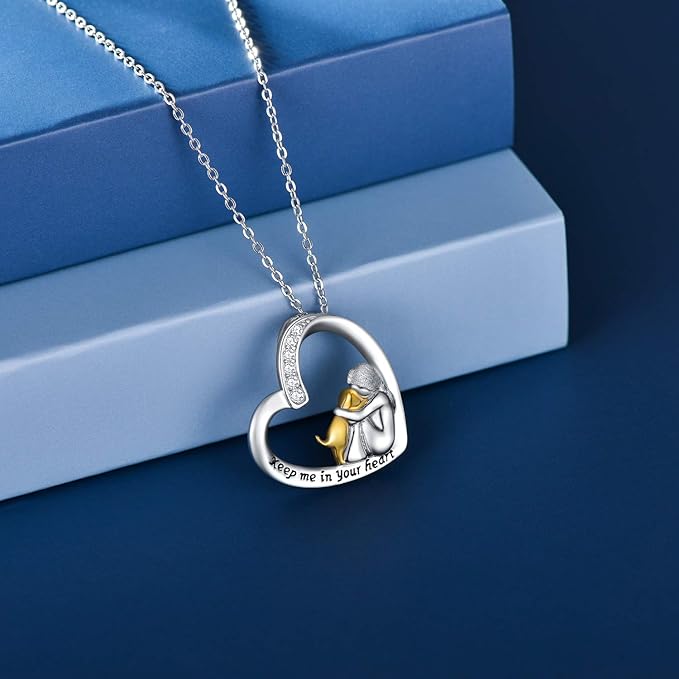 925 Sterling Silver Halsband – Hjärta & Hunddesign med Zirkonia