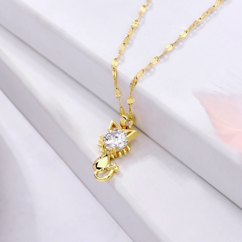 Guldpläterad katt halsband med zirkon