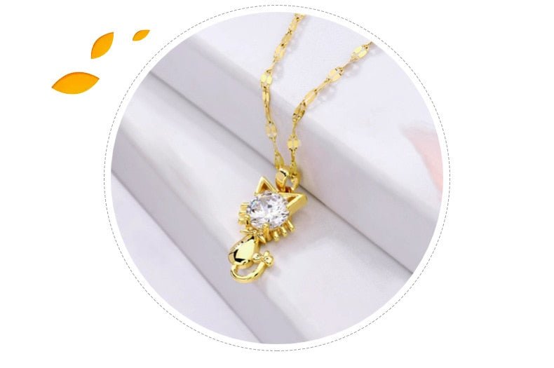 Guldpläterad katt halsband med zirkon