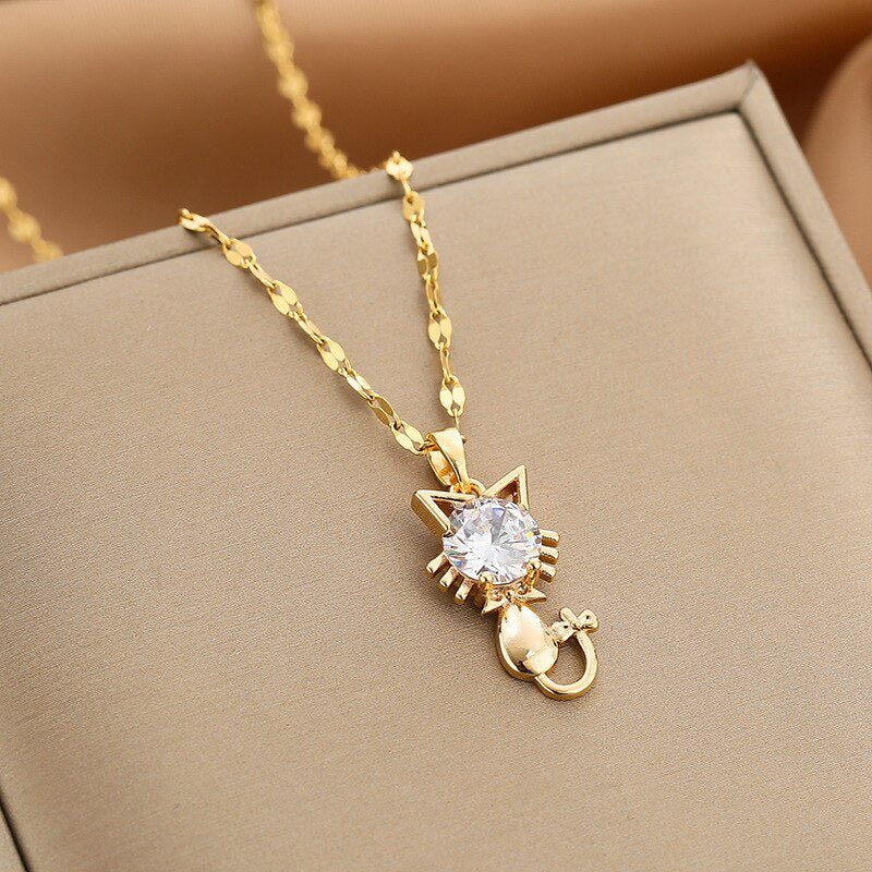 Guldpläterad katt halsband med zirkon
