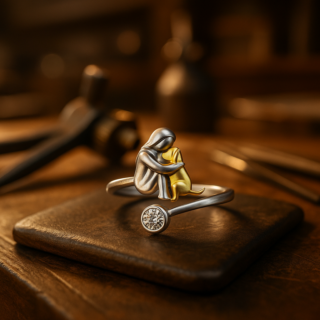 Hundring i 925 sterlingsilver med zirkonia – justerbar och handgjord