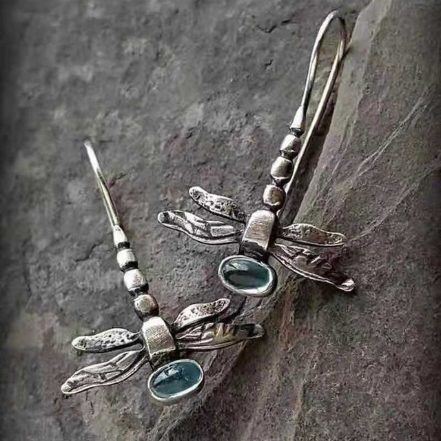 Vintage Dragonfly Silverörhängen