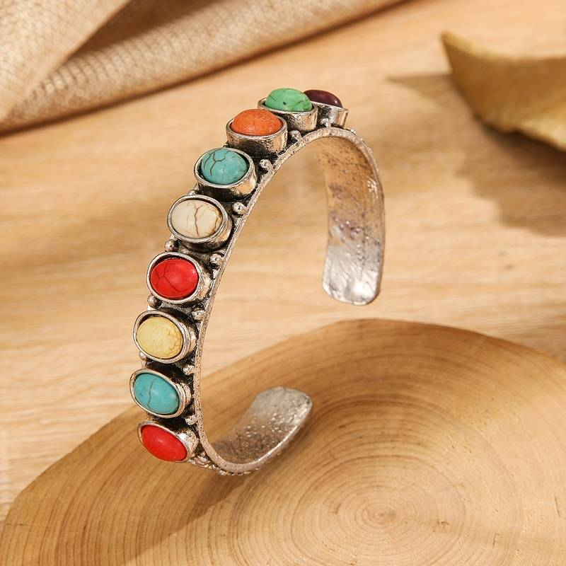 Vintage Färgglad Stenarmband