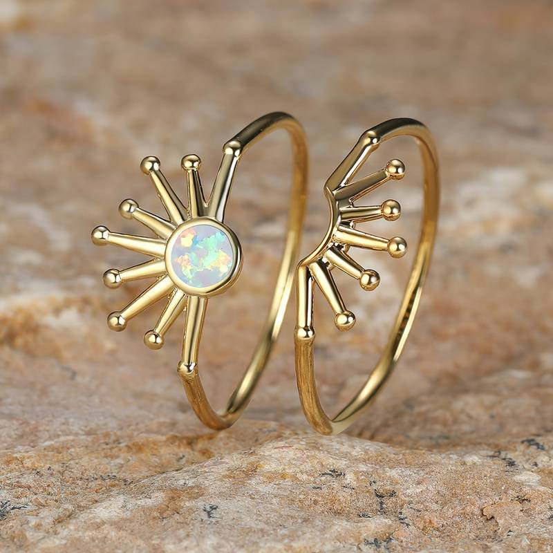 Ringset i vintagestil med solopal