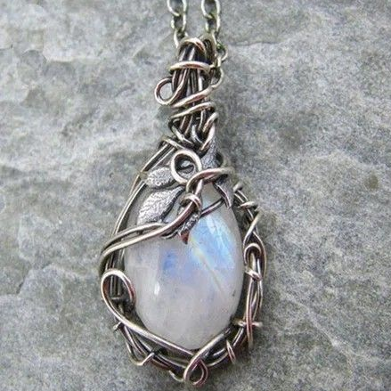 Vintage Månstens Silverhalsband