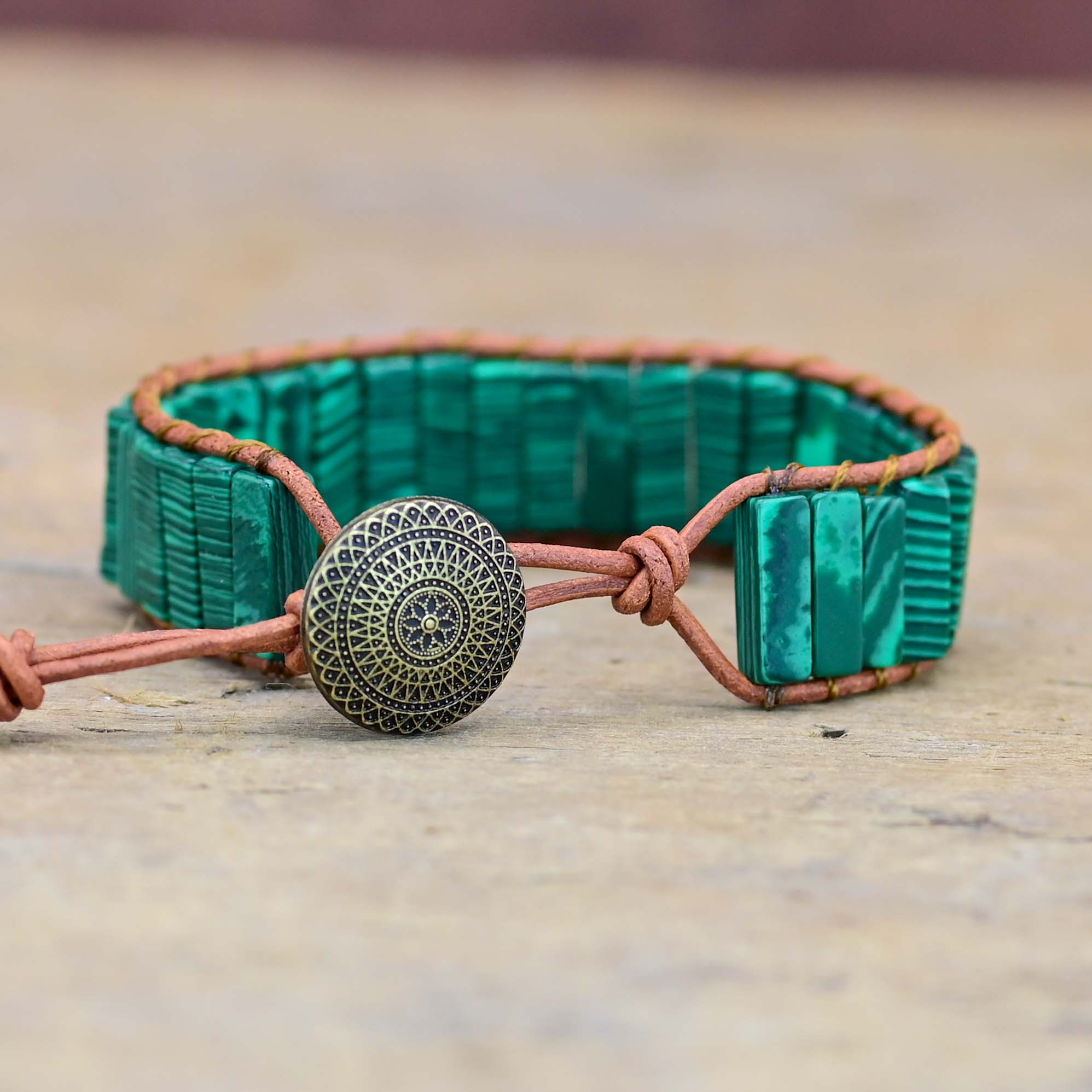 Malakit Läderarmband