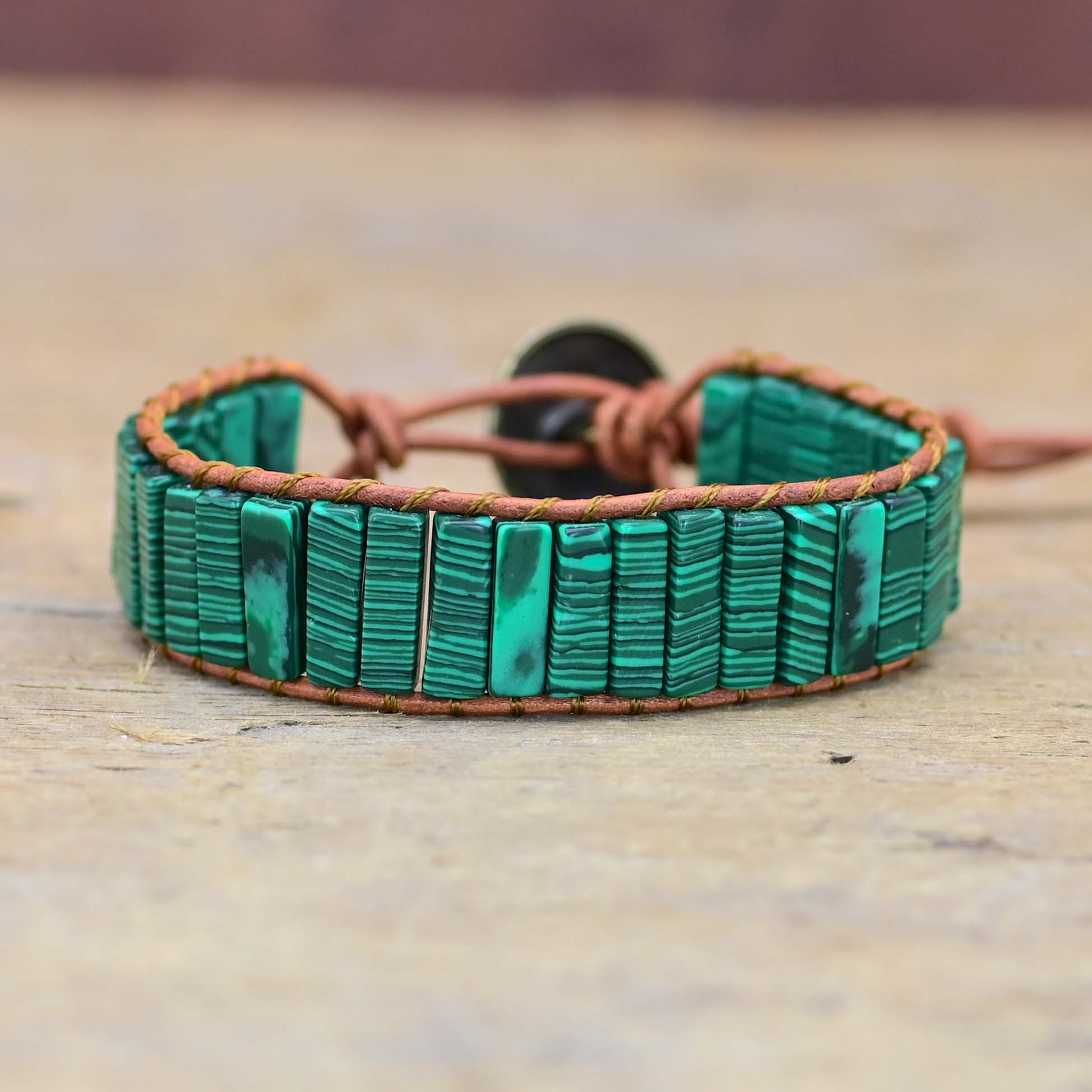 Malakit Läderarmband