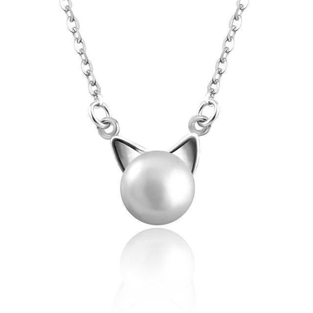 Vacker Pärl Katt Halsband med Bonus Örhängen + Ring