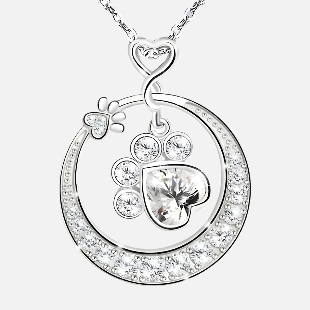 Söt Tassavtryck Halsband i 925 Sterling Silver med Kubisk Zirkonia