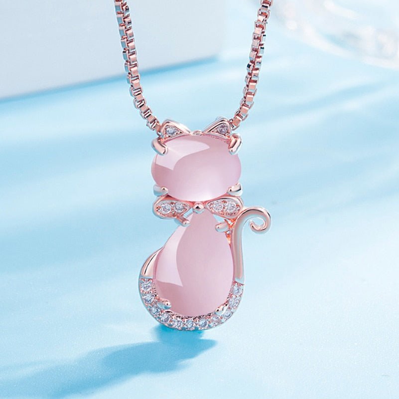 Rosa stensöt katt-halsband med zirkon