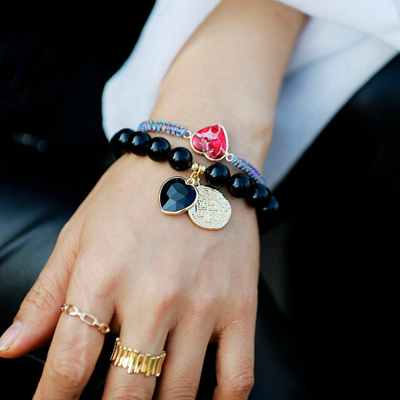 Intensiv Amethyst Hjärta Charm Armband
