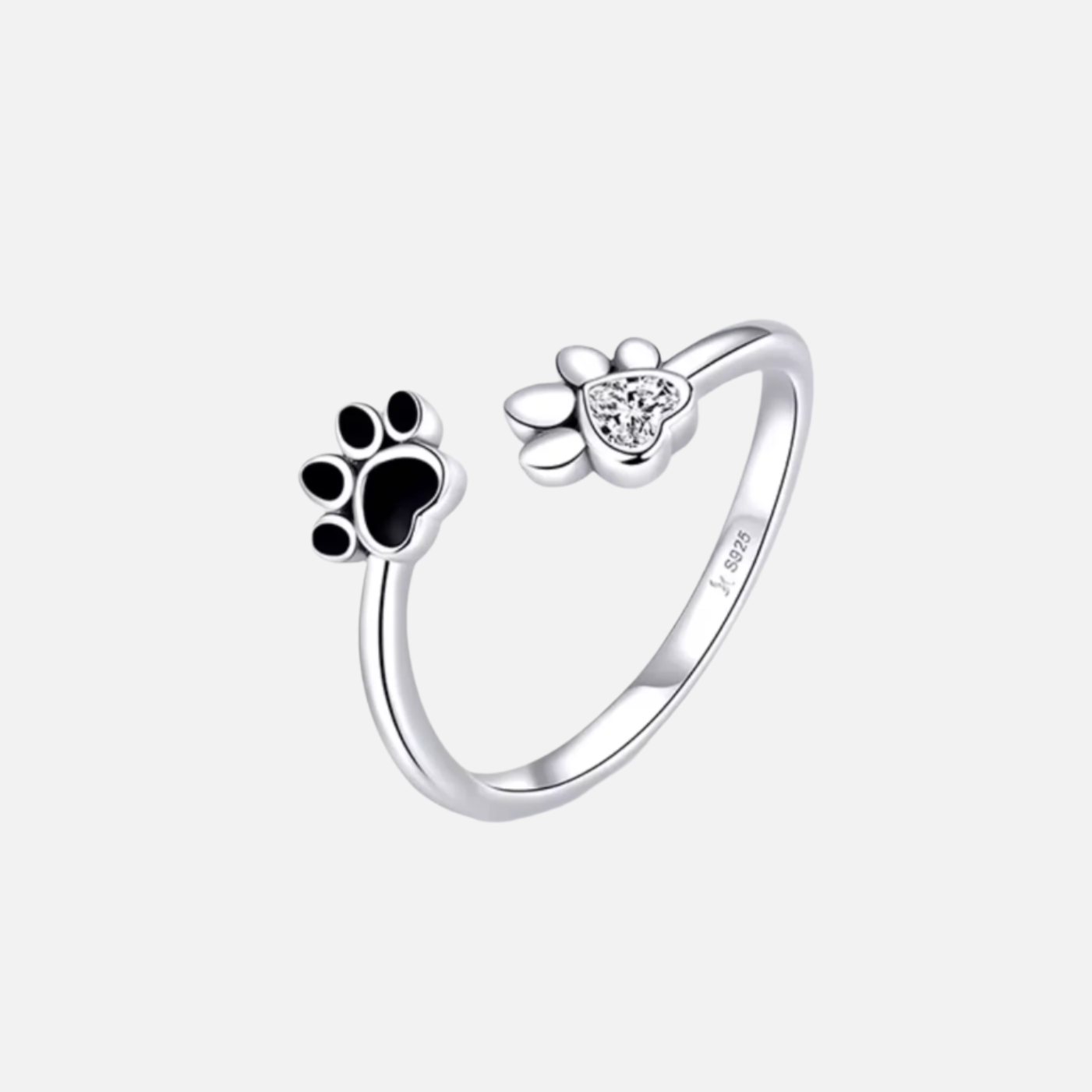 Tassring i 925 sterlingsilver – justerbar med zirkonia och emalj